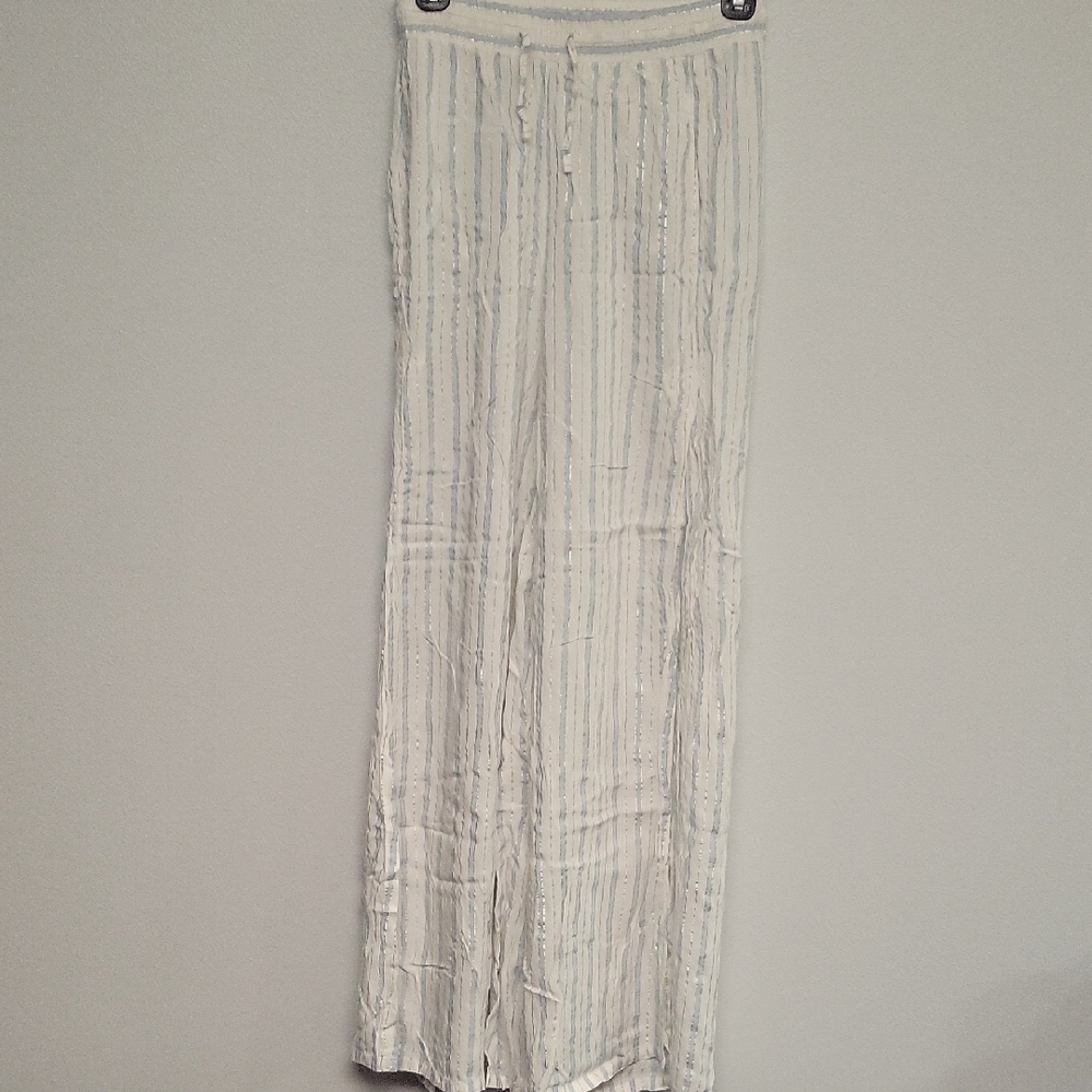 Onia Blue and Gold Striped Slit Leg Pants